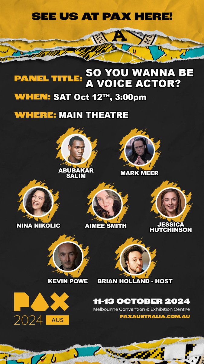 TavernOfVoices's tweet photo. 🎮 If you're heading in to @PAXAus today, go on down to the main theatre at 3pm to catch the 'So You Wanna Be A Voice Actor?' panel featuring Kevin Powe alongside @BWHolland of @Chaosium_Inc, @Mark_Meer, @Abzybabzy, @VoicesOfNina,  @AimeeSmithVA &amp; @rarelyupdated!🎙️#paxaus2024 https://t.co/xvyemB0XOE