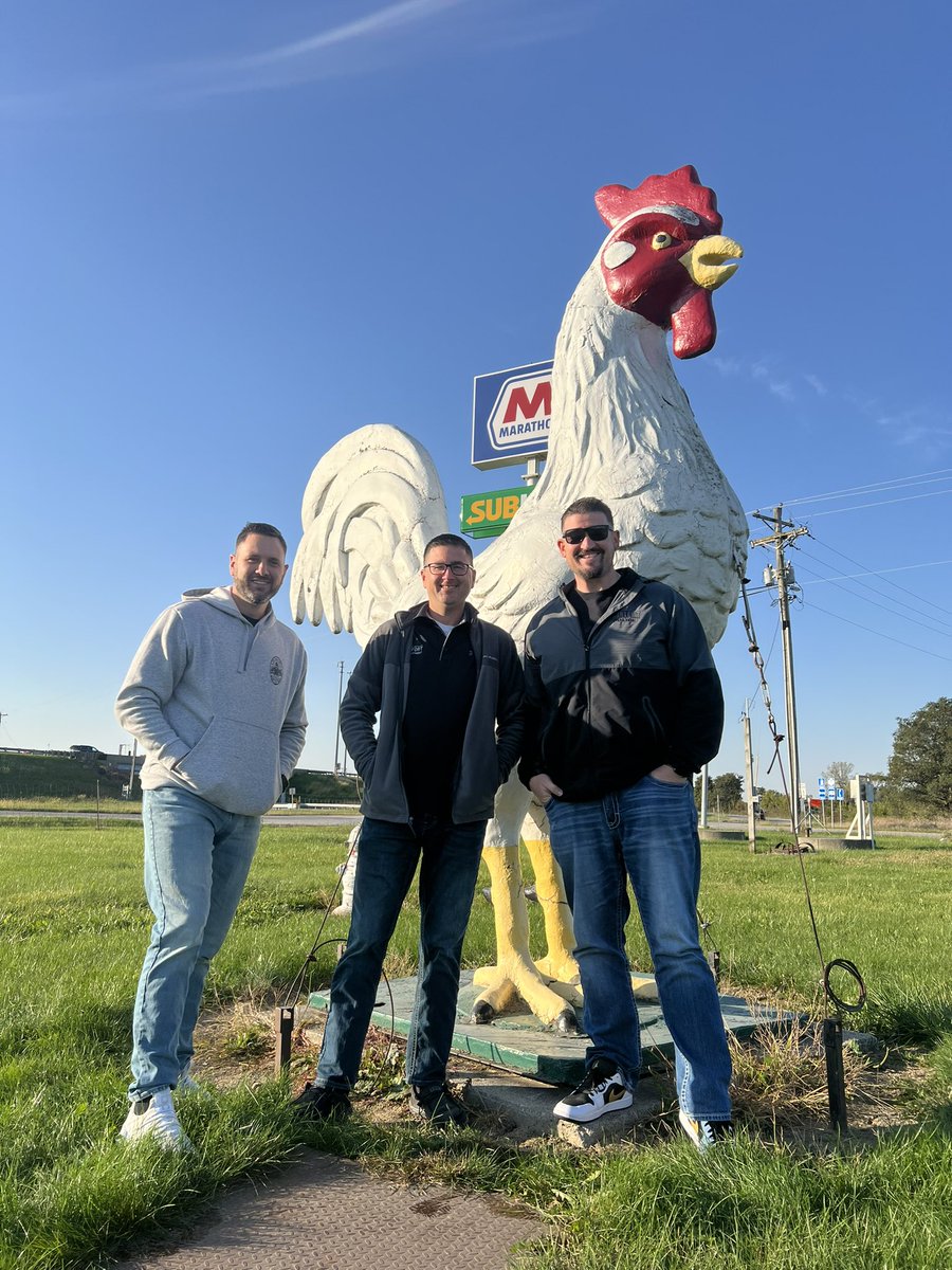 Today we traveled to Fort Wayne to pick up some new police vehicles.  We had to stop and take a photo with the giant chicken. Especially since we started a chicken and rice healthy lunch club for us Monday-Friday people 😂 🐓
