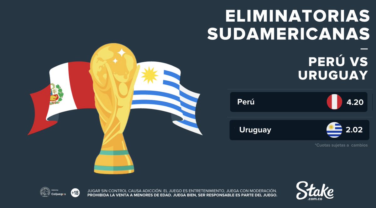 Perú 🇵🇪 quiere aferrarse al milagro ante un Uruguay 🇺🇾 lleno de figuras, por supuesto con Freebet de Stake incluida 🤩

Da RT y acierta el resultado final para ganar una Freebet de $20.000 💸, en caso de empate el ganador será aleatorio 🔀

Juega aquí: ow.ly/SWYT50TIfJW