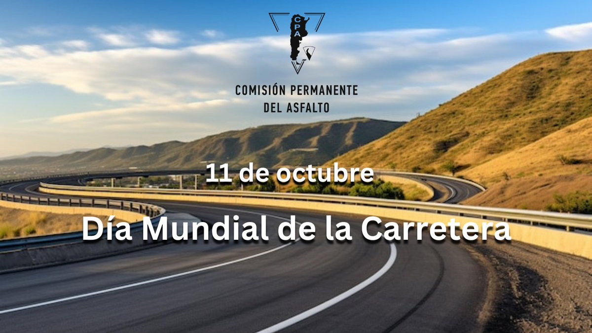 Dia Mundial de la Carretera
Como cada 11 de octubre desde la Comisión Permanente del Asfalto celebramos y recordamos el #DiaMundialDeLaCarretera 
Saludamos a toda la comunidad vial!