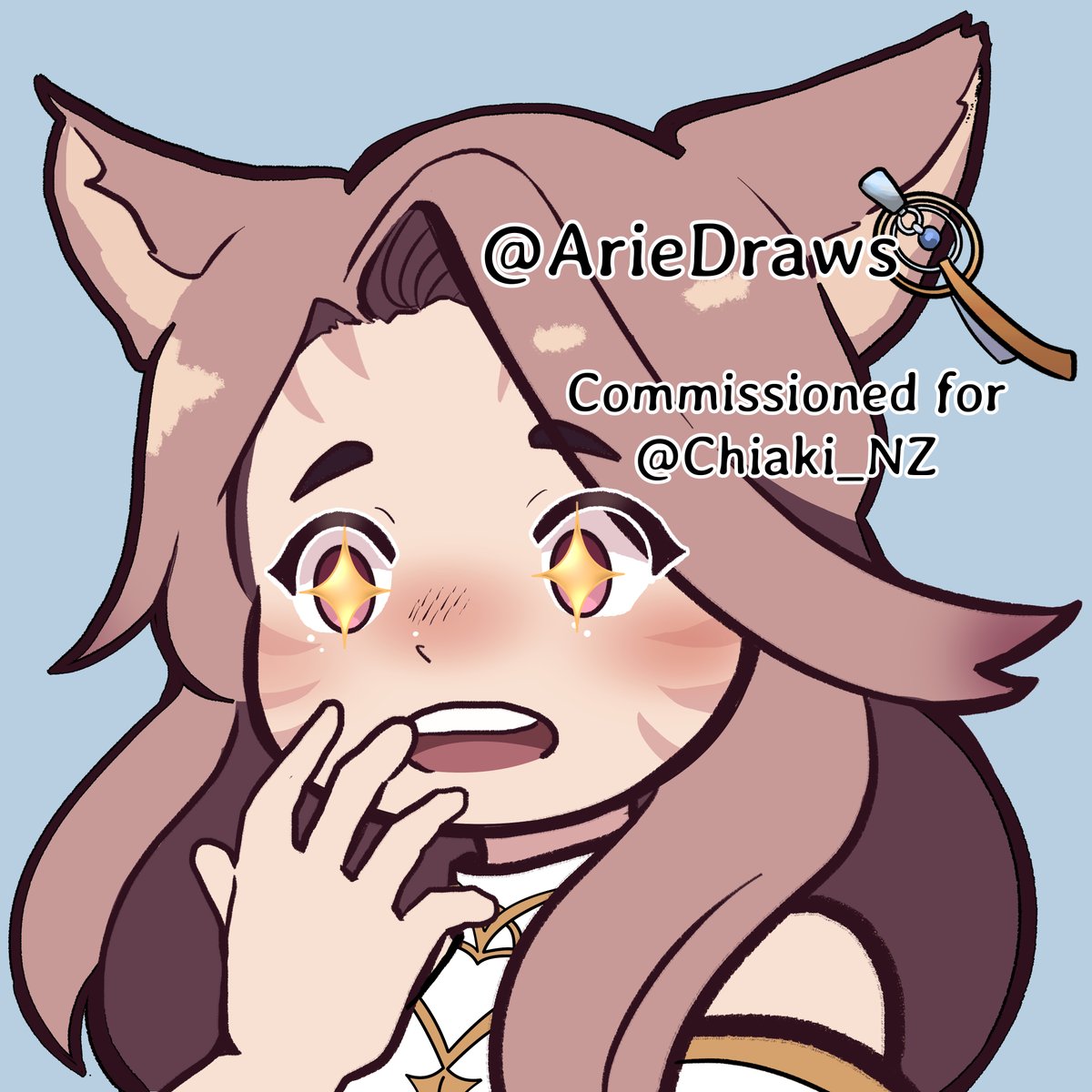 ArieDraws's tweet photo. Some emotes that were commissioned for a friend of mine @Chiaki__NZ ! Be sure to give her a follow and check out her twitch streams😍(you'll also see me grief her repeatedly in FFXIV if you do.😎) https://t.co/IUsNUhxByv