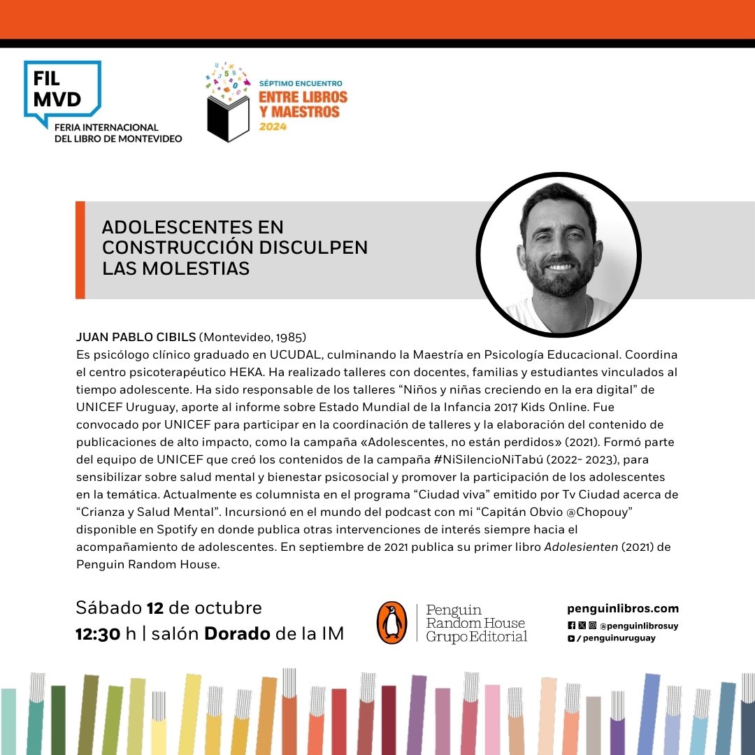 LLEGÓ EL DÍA

“Entre libros y maestros” mañana 12.30 hs los espero en la Feria del Libro 

ADOLESCENTES EN CONSTRUCCIÓN DISCULPEN LAS MOLESTIAS

<a href="/penguinlibrosuy/">Penguin Uruguay</a>