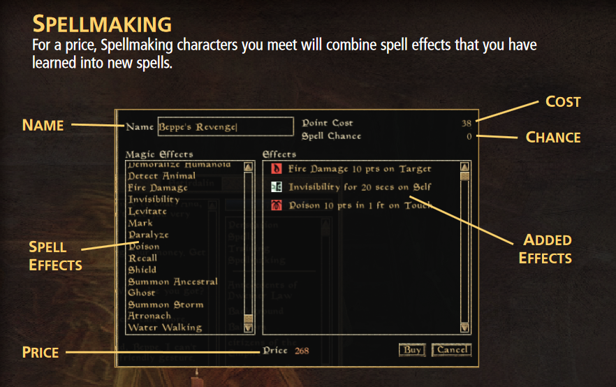 EricIRL's tweet photo. I am reading the manual for Morrowind and the Spellmaking section shows a spell called "Beppe's Revenge". Who is Beppe and what injustice was done to them that they would seek to deal 10 points of fire damage and 10 points of poison damage and turn themself invisible? https://t.co/zsaaSyXjno