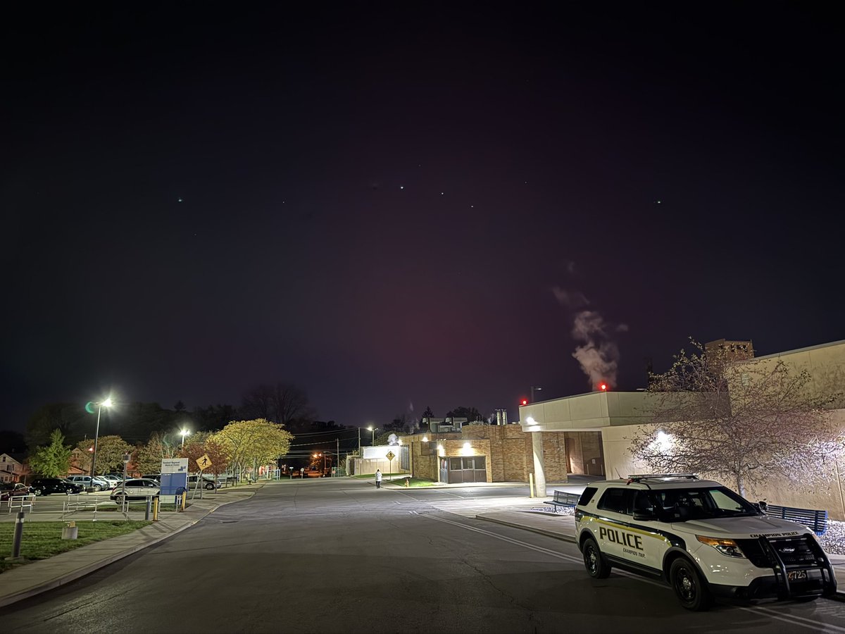 Northern lights visible in Trumbull regional medical center parking lot! #cosmicvibes #northernlights #aurora