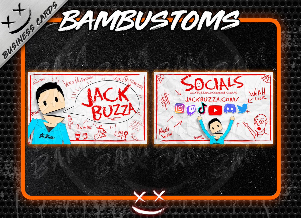 BamBustoms's tweet photo. Custom business card for @Jackbuzza!
#digitalart #twitchart #branding #photoshop https://t.co/UBS1DXX3lk