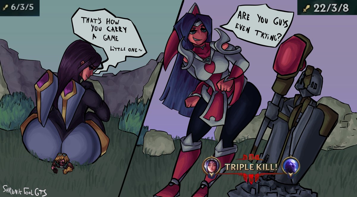 GTS Kaisa and Irelia wreaking havoc - Comission #SizeTwiter #giantess