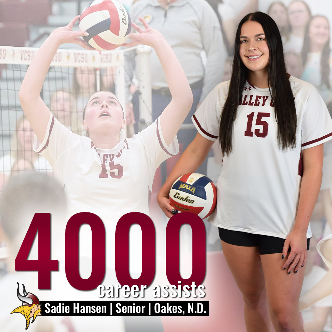 4K 🤩

Senior Sadie Hansen eclipsed 4,000 career assists tonight against Rocky Mountain College! She is in elite company with Vikings Hall-of-Famer Megan Floerke as the only setters in VCSU history to reach this incredible milestone.

Congratulations, Sadie! #VCSUVikingPride 🏐