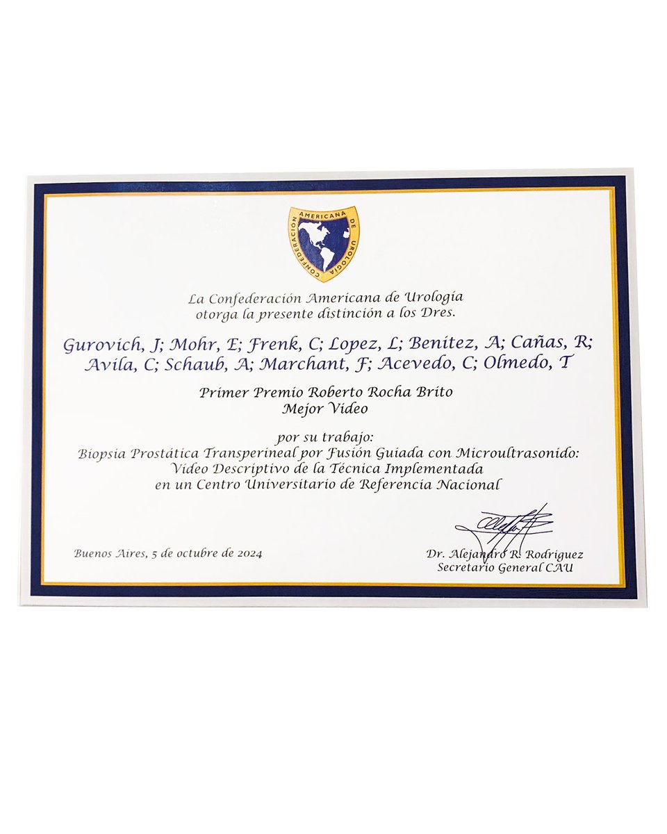 Sociedad Chilena de Urología (@urolchi) on Twitter photo 👏Felicitamos a los doctores Joaquín Gurovich y Álvaro Vera por obtener el primer y tercer lugar, respectivamente, del Premio Roberto Rocha Brito en la categoría video en el #CongresoCAU2024, que se realizó recientemente.  
#SCHU #urologia 👏Felicitamos a los doctores Joaquín Gurovich y Álvaro Vera por obtener el primer y tercer lugar, respectivamente, del Premio Roberto Rocha Brito en la categoría video en el #CongresoCAU2024, que se realizó recientemente.  
#SCHU #urologia