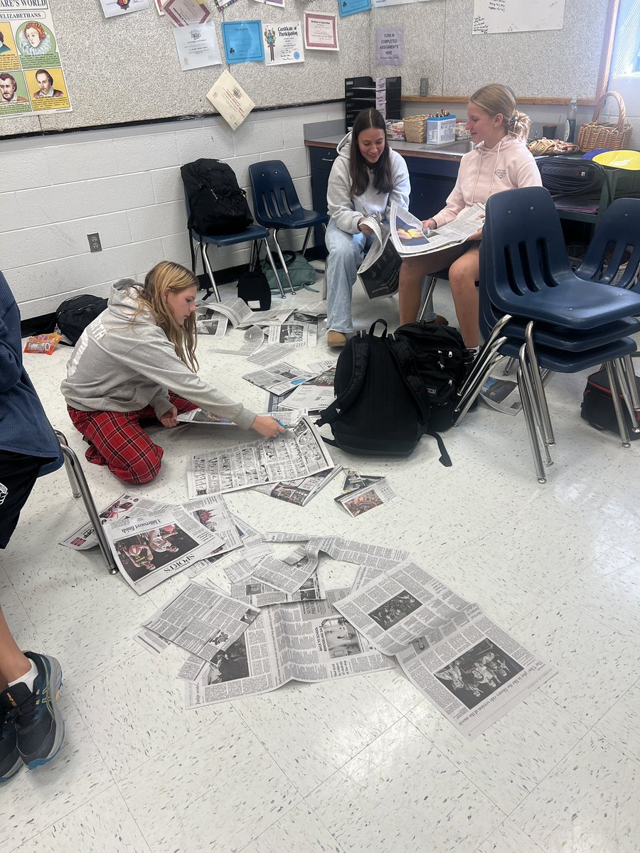 POV: you’re supposed to do graded performances with your advanced students but EIGHT KIDS are absent so instead you cut the color sections out of newspapers for part of the musical set and play some improv games! Here’s to Friday!