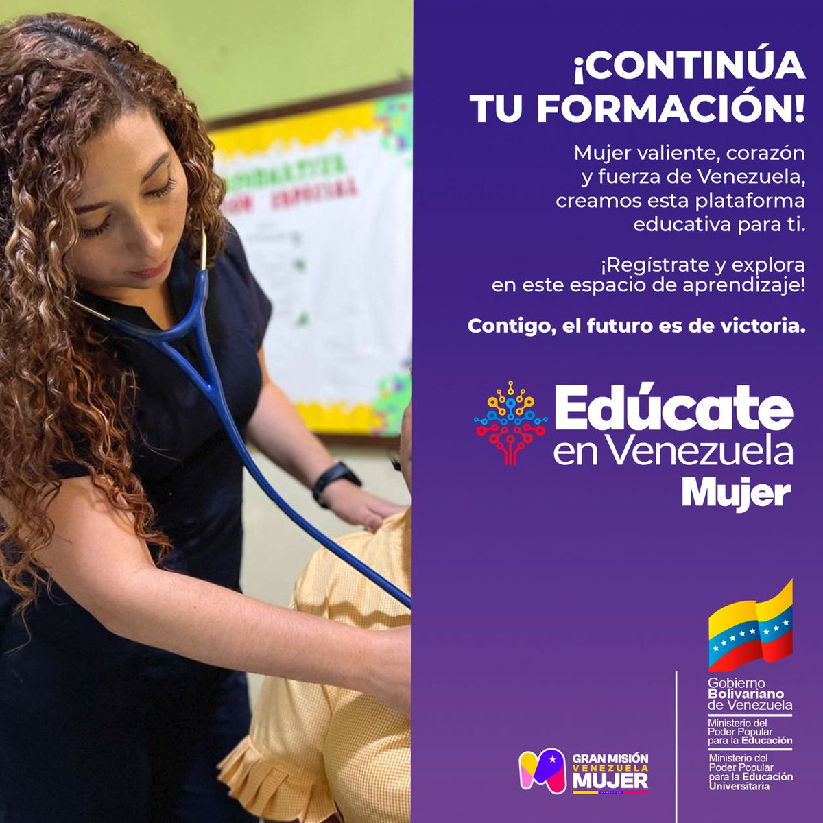 ¡Es por ti, mujer! 👩‍💻👩‍💼👩‍🔬👷‍♀️🇻🇪

La educación empodera, libera y abre el paso para grandes oportunidades. Estás a un clic de conocer ofertas formativas, ampliar tus conocimientos y seguir creciendo. Hazlo, regístrate. 💻✍️

<a href="/HectoRodriguez/">Héctor Rodríguez C.</a>
@MPPEDUCACION