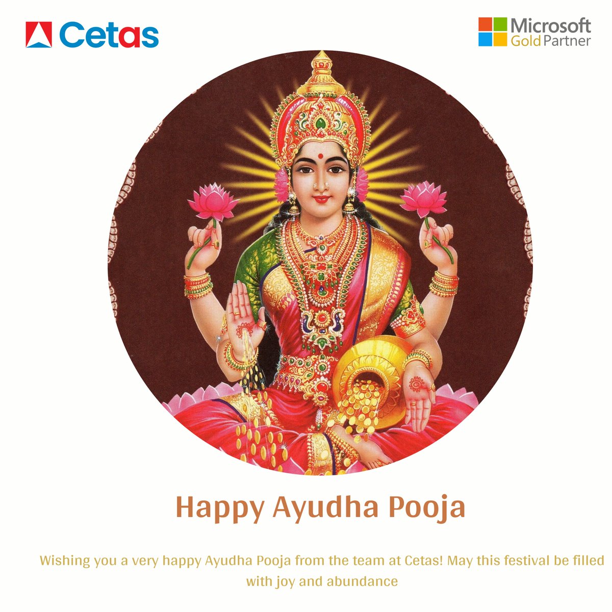 cetastech's tweet photo. Cetas extends its warmest wishes on this auspicious occasion of Ayudha Pooja. May this day bring you prosperity and success

#cetastech #pooja #ayudhapooja #mspartner https://t.co/rE8fPzjKix