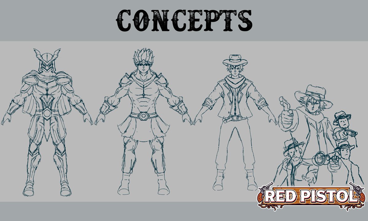AceHStudios's tweet photo. Hey everyone! These are the concept designs for the characters in Red Pistol. We're finally working on a brand-new capsule art for the Steam page! What do you think of the designs so far?
#gamedev #indiegame #IndieGameDev  #conceptart #gameart https://t.co/qtZrO2Nnjb