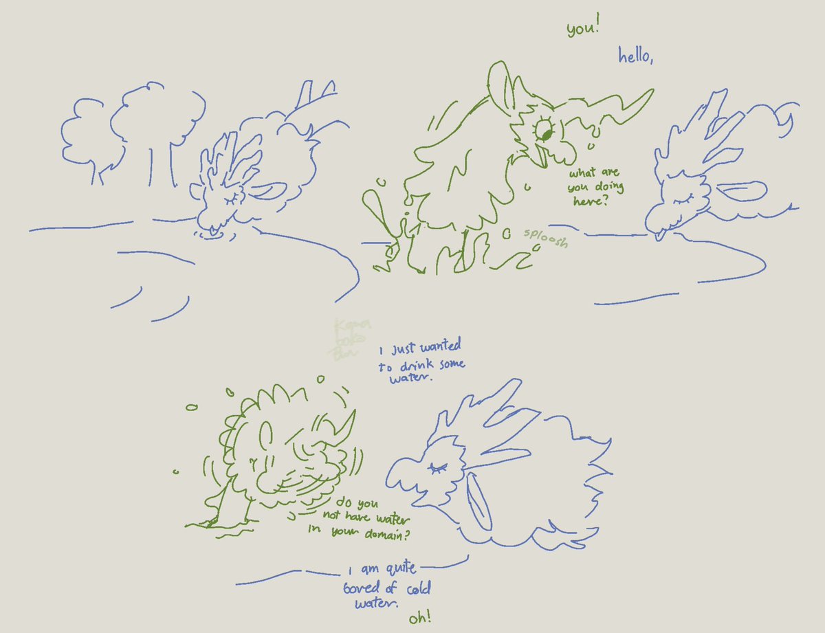 KamabokoBun's tweet photo. Old dragon comic that I never finished. I think this interaction is cute https://t.co/bQN8DQmTkd