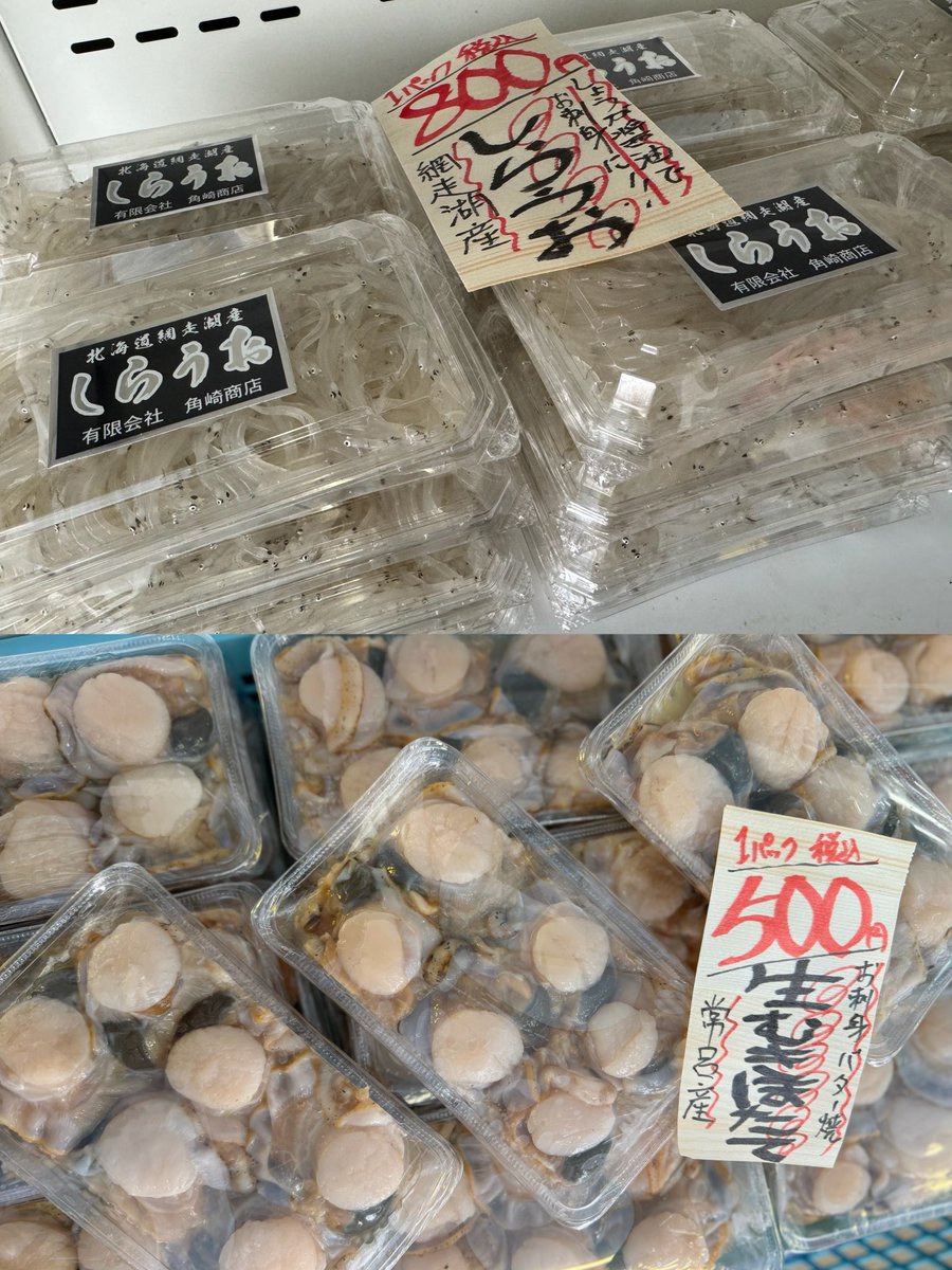 marusenkimuraya's tweet photo. おはようございます🔆

10月12日土曜日
本日のおすすめꉂꉂ📢

室蘭産 タラバガニ
1杯 1,500円〜本日当社で炊きました🦀💭

北海道産 生筋子
100g 980円 いくらに🌟🌟

網走湖産 しらうお
1パック 800円 生姜醤油でお刺身に🫚🫚

常呂産 むきホタテ
1パック 500円 お刺身、バター焼きに ~♩ https://t.co/0WqBvzGjvf