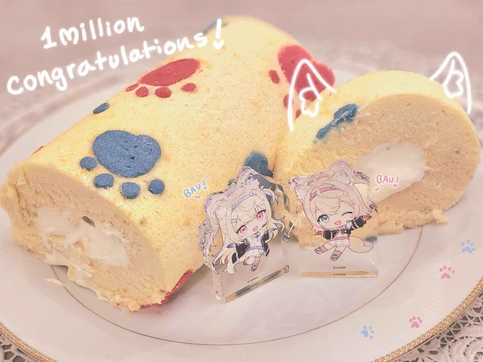 Congratulations on 1 million Ruffians FUWAMOCO!! You both are a joy to have, and you worked super duper extremely hard and really deserve it!! BAUBAU!!For this occasion, I have made a BAUll cake!  #FWMC1million 