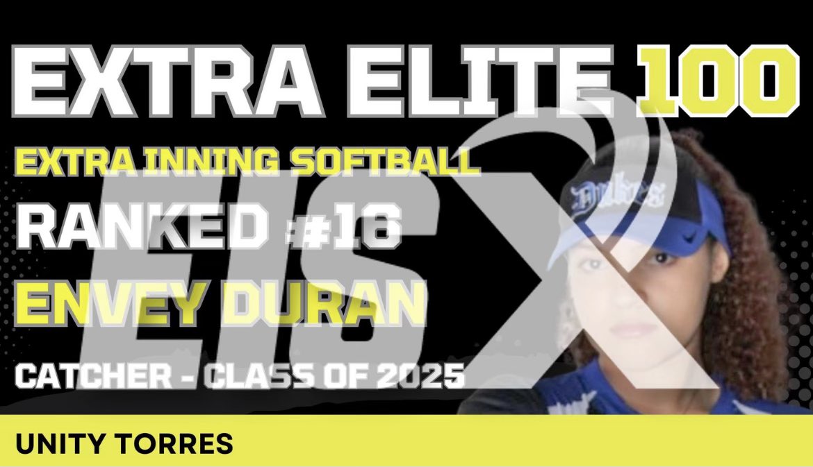 Envey Duran (@duranenvey) on Twitter photo Very glad to have been selected by <a href="/ExtraInningSB/">EXTRA INNING SOFTBALL</a> to be in the top 20 with all these other amazing players💯!! <a href="/UnityTorres18U/">Unity Torres</a> <a href="/UNCWsoftball/">UNCW Softball</a> Very glad to have been selected by <a href="/ExtraInningSB/">EXTRA INNING SOFTBALL</a> to be in the top 20 with all these other amazing players💯!! <a href="/UnityTorres18U/">Unity Torres</a> <a href="/UNCWsoftball/">UNCW Softball</a>