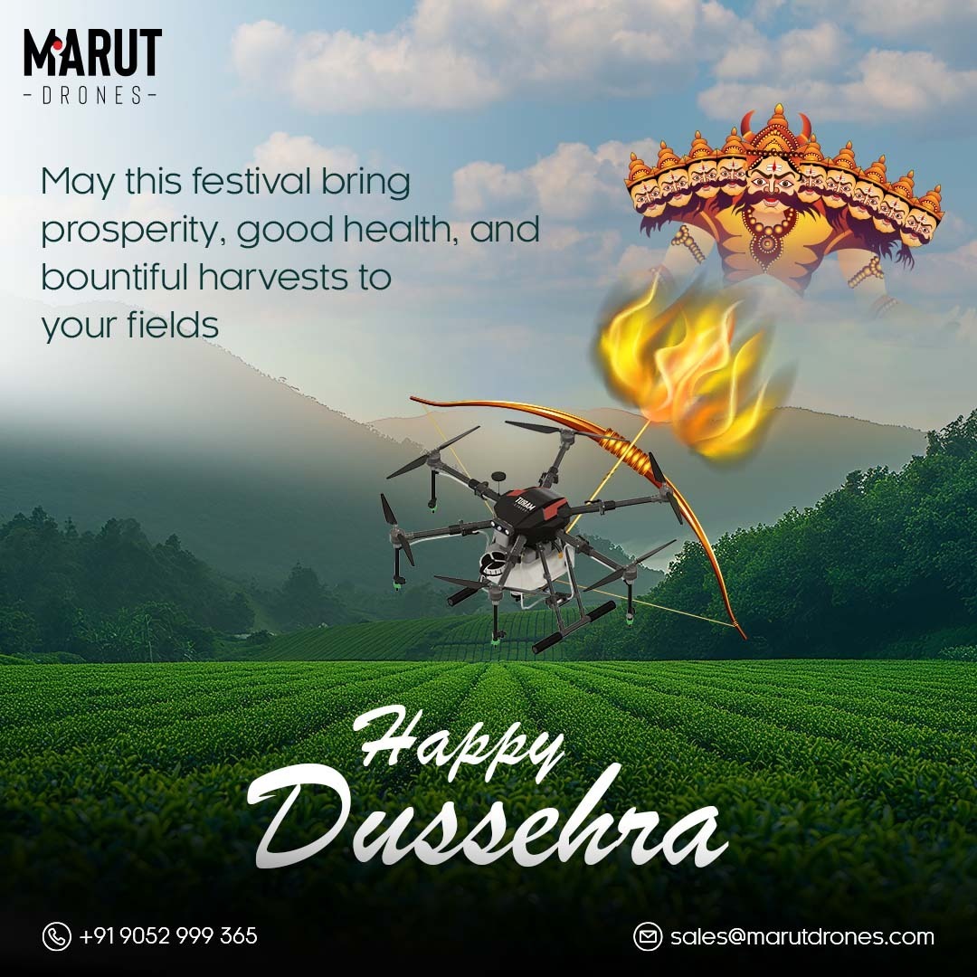 Wishing you a prosperous Dussehra filled with good health and bountiful harvests! May this festival bring joy to your fields and success to your endeavors.

Happy Dussehra from Marut Drones!

#Dussehra2024 #HappyDussehra #MarutDrones #CelebrateDussehra
