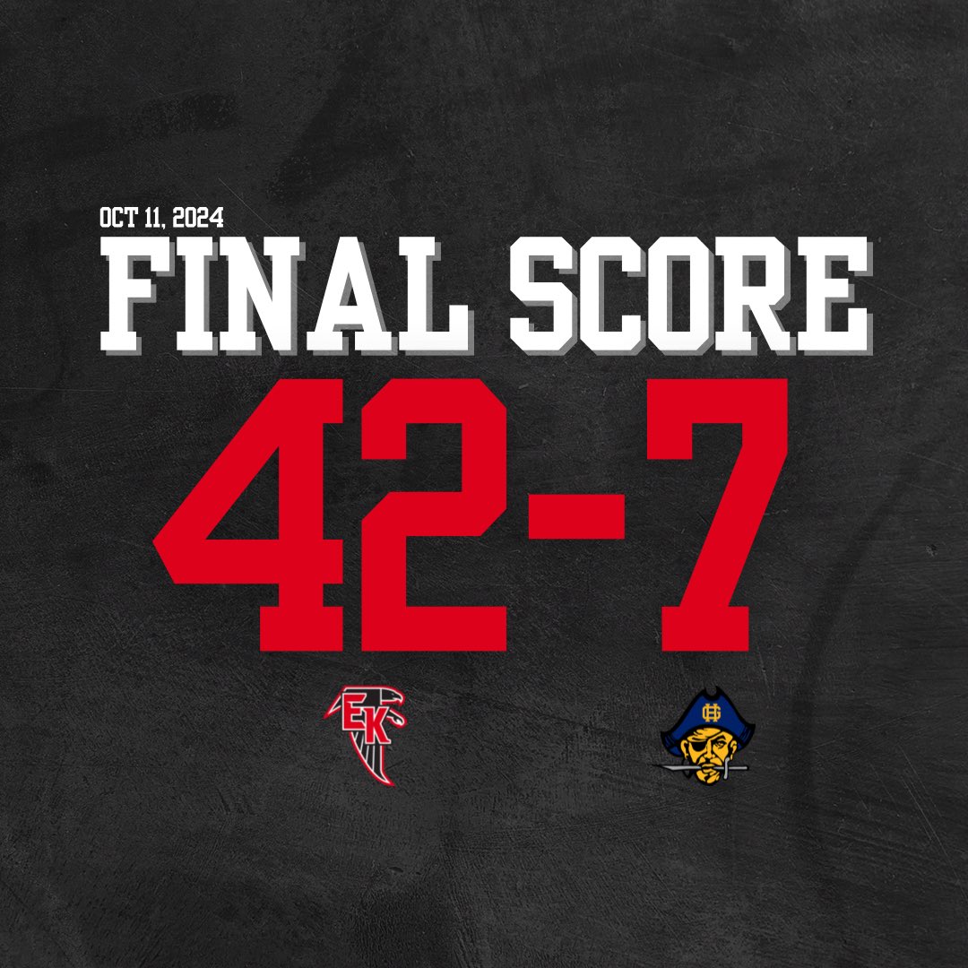 Falcons WIN 42-7!! A big win on the road, and we cannot wait to be back in THE LAND next Friday night to take on Jenison! #TalonsUp #GoFalcons 🖤❤️🖤❤️

•

#ekhs #eksports #football #highschool #sports