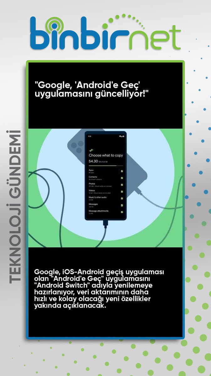 binbirnet's tweet image. Google, “Android'e Geç” uygulamasını baştan aşağı yeniliyor!
Haberin Devamı İçin binbirnet.com.tr/blog.html
#Google #AndroidSwitch #iOSAndroidGeçiş #VeriAktarımı #GoogleHaberleri