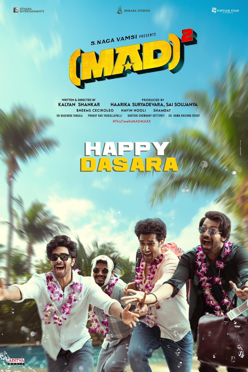 Narne Nithiin (@narnenithiin) on Twitter photo #HappyDasara to you all🕺
#ThisTimeItsMADMAXX 💥
In Cinemas Soon! 🔥🥳
<a href="/kalyanshankar23/">Kalyan Shankar</a> <a href="/vamsi84/">Naga Vamsi</a> #HarikaSuryadevara #SaiSoujanya <a href="/SangeethShobhan/">sangeeth shobhan</a> #RamNitin #BheemsCeciroleo <a href="/NavinNooli/">Navin Nooli</a> <a href="/Shamdatdop/">Shamdat</a> <a href="/Fortune4Cinemas/">Fortune Four Cinemas</a> <a href="/SitharaEnts/">Sithara Entertainments</a> #SrikaraStudios <a href="/adityamusic/">Aditya Music</a> #HappyDasara to you all🕺
#ThisTimeItsMADMAXX 💥
In Cinemas Soon! 🔥🥳
<a href="/kalyanshankar23/">Kalyan Shankar</a> <a href="/vamsi84/">Naga Vamsi</a> #HarikaSuryadevara #SaiSoujanya <a href="/SangeethShobhan/">sangeeth shobhan</a> #RamNitin #BheemsCeciroleo <a href="/NavinNooli/">Navin Nooli</a> <a href="/Shamdatdop/">Shamdat</a> <a href="/Fortune4Cinemas/">Fortune Four Cinemas</a> <a href="/SitharaEnts/">Sithara Entertainments</a> #SrikaraStudios <a href="/adityamusic/">Aditya Music</a>