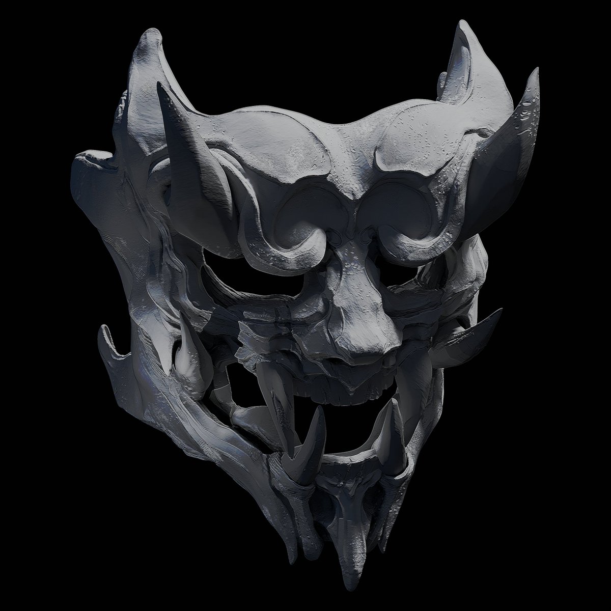 Demonic mask in Blender 
#3DArt #3DModeling #digitalart  #Blender3D #3DRender #Sculptor #render