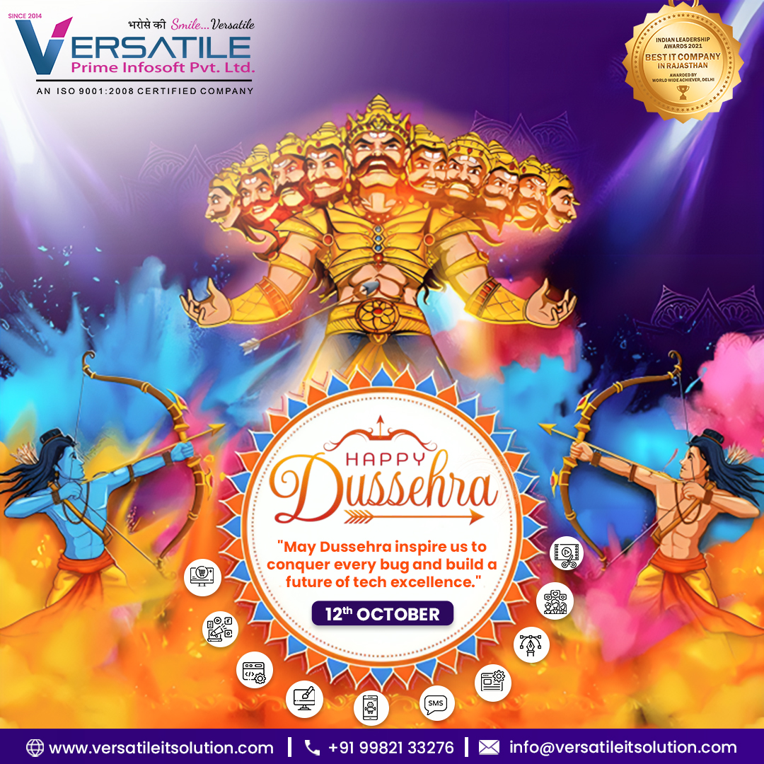 versatileprime's tweet photo. May this #Dussehra #motivate us to overcome every obstacle and glitch in our IT path, as we celebrate the victory of #good over evil! Let's strive for unprecedented levels of creativity and quality. To everybody, a happy Dussehra! #TechExcellence #Dussehra2024. https://t.co/k1MlgSXjx9