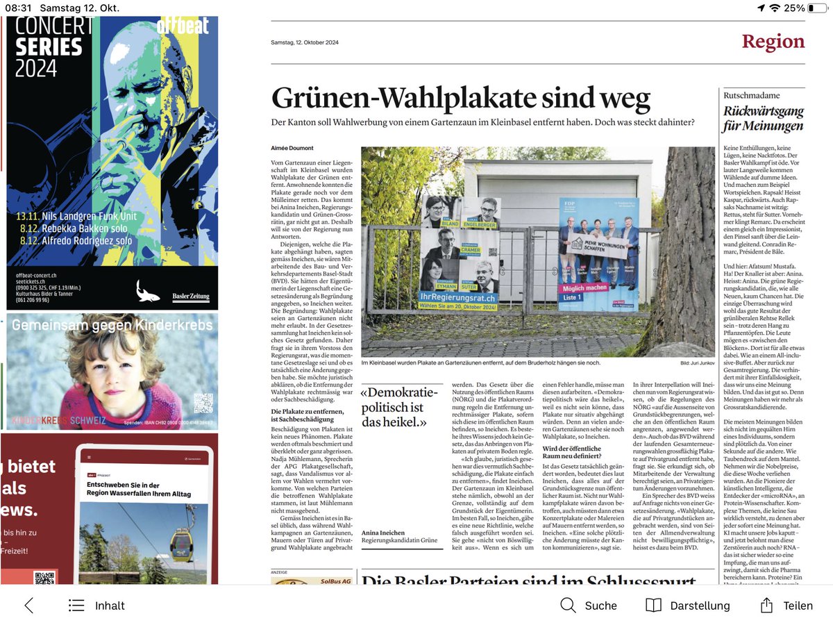 Perfekte Wahlwerbung an meiner Garage - merci BZ