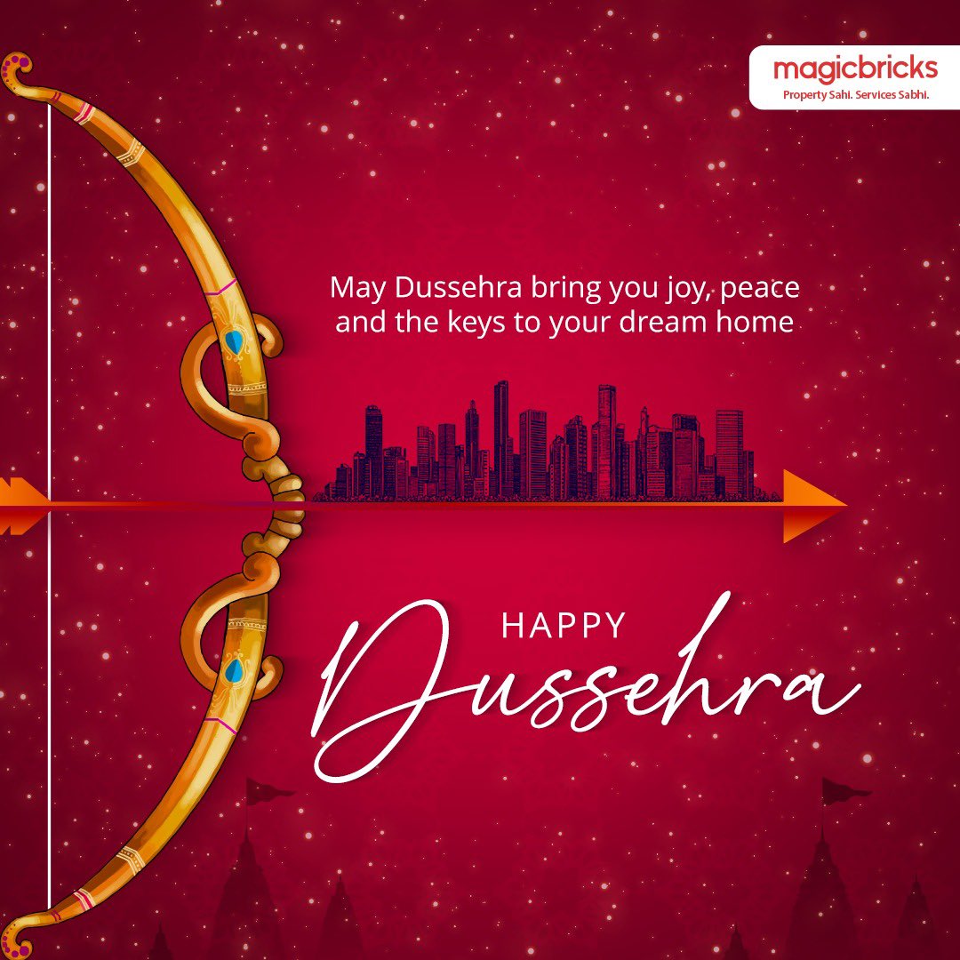 magicbricks's tweet photo. Happy Dussehra
#Dussehra #Magicbricks #PropertySahiServicesSabhi #PropertyServices #DreamHome #IndianRealEstate https://t.co/Tb2iSlBn8Q