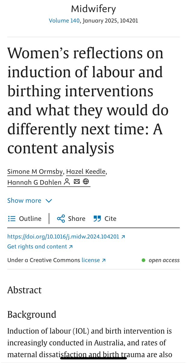 Excited to share our new paper out on women’s perspectives of induction and what they woulld do next time. Well done Simone Ormsby on all your hard work analysing 591 responses. It is open access so available to all. 

url.au.m.mimecastprotect.com/s/zCzoCk81pgCO…