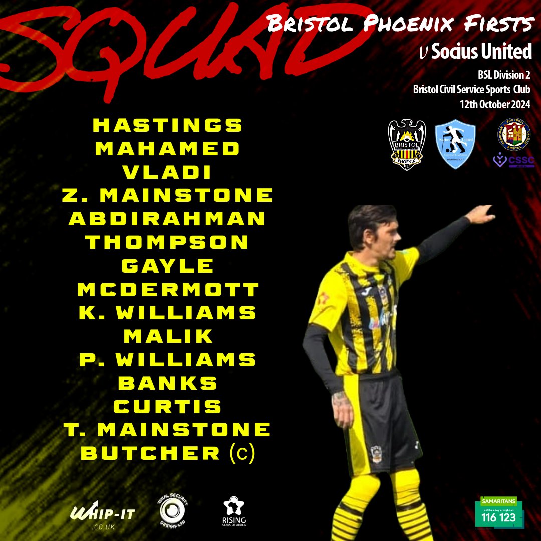<a href="/BristolPhoenix1/">Bristol Phoenix</a> take on Socius United at Bristol Civil Service Sports Club looking to bounce back from last week.

<a href="/RSOAAcademy/">RisingStarsOfAfrica</a> <a href="/samaritans/">Samaritans</a> whip-It.co.uk totalsecuritydesign.co.uk

#UTP #Squad 🦅🔥