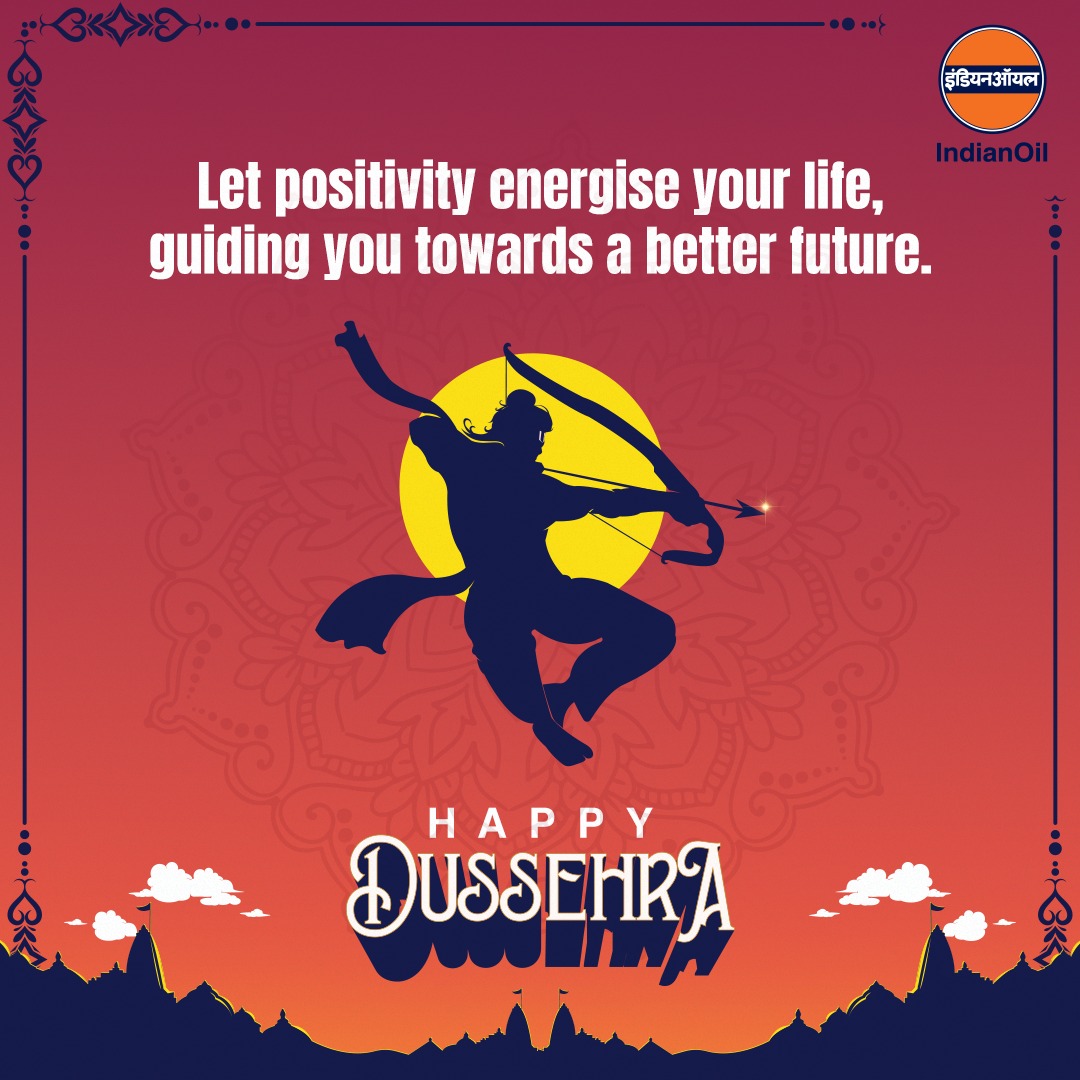 Wishing everyone a joyous and prosperous #Dussehra! May the triumph of good over evil inspire us to overcome challenges and embrace new beginnings with courage and wisdom. 

As you embark on journeys of success and happiness this festive season, #IndianOil is here to fuel every
