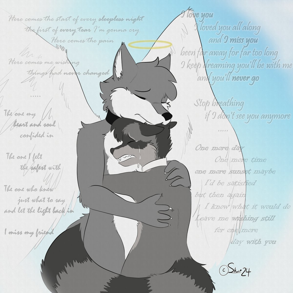 A sketch I had started only a couple of days following the news...
No matter how strong I appear to be, I will always find time to be weak..
However much time passes, I will never not feel the pain or hurt of losing one of the most influential friends of my life.
I miss you wuff~