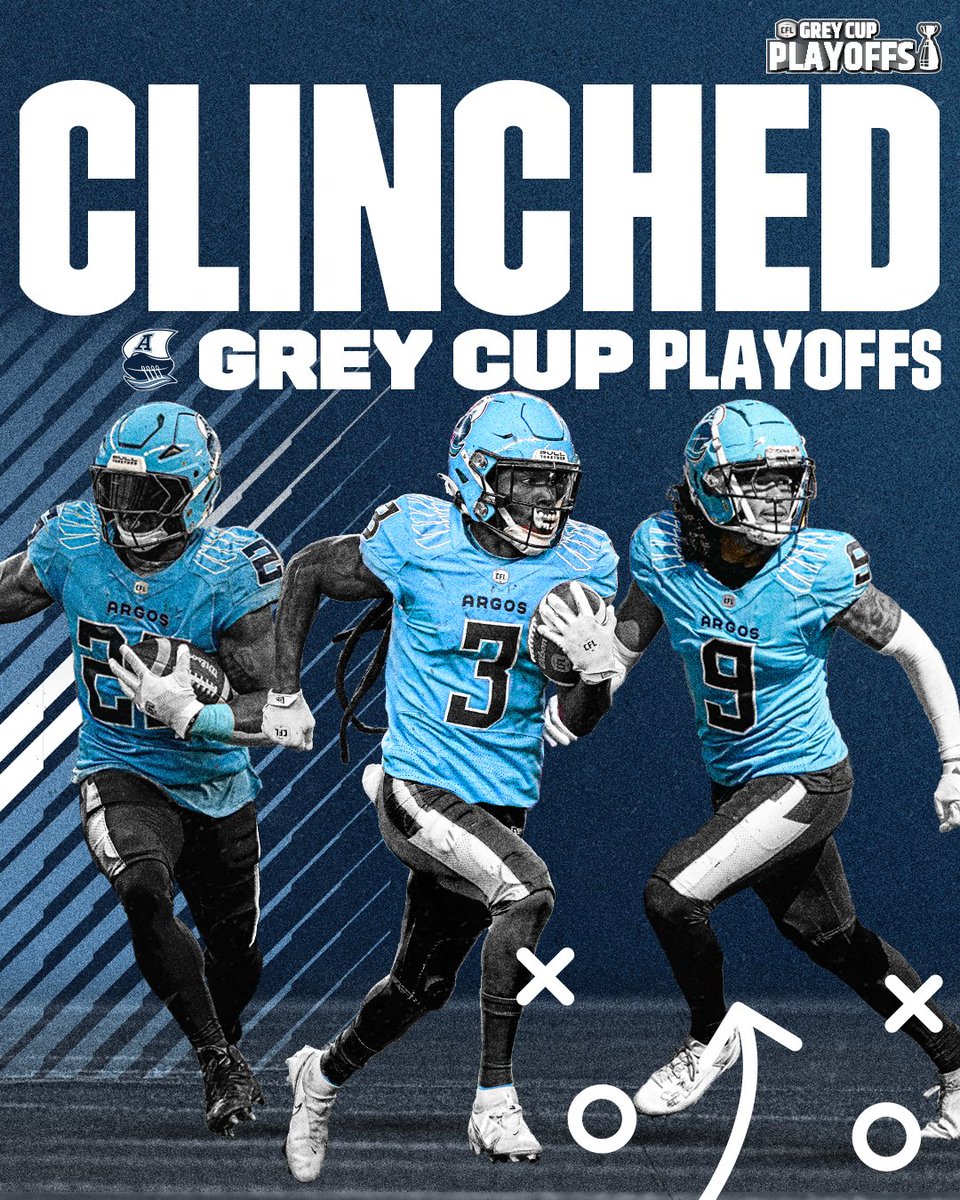 The <a href="/TorontoArgos/">Toronto Argonauts</a> have punched their ticket to the #GCPlayoffs! 

Thanksgiving Weekend Presented by <a href="/PurolatorInc/">Purolator 🇨🇦</a> 

#CFL
