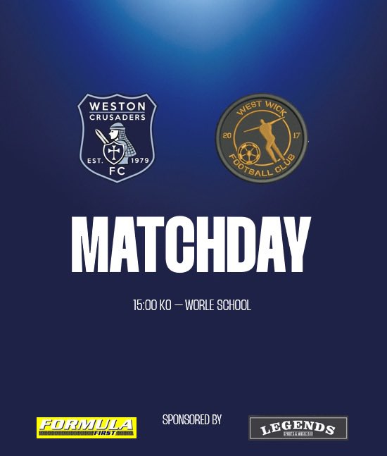 Weston Crusaders FC (@crusadersfc1979) on Twitter photo Another home game in Div3
🆚 <a href="/WickWest/">West Wick FC</a>
🏆<a href="/WDistrict_FL/">Weston&DistrictFL</a>
📍Worle School
⏱️15:00 Kick Off
#UTC Another home game in Div3
🆚 <a href="/WickWest/">West Wick FC</a>
🏆<a href="/WDistrict_FL/">Weston&DistrictFL</a>
📍Worle School
⏱️15:00 Kick Off
#UTC