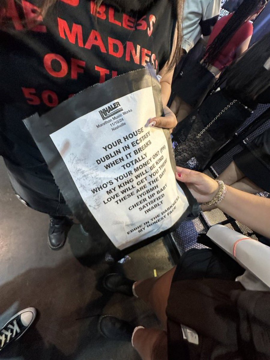 inhalerontour's tweet image. Tonight’s setlist! The new songs are Your House and Eddie In The Darkness! 

📸: @HEWSONLUVR