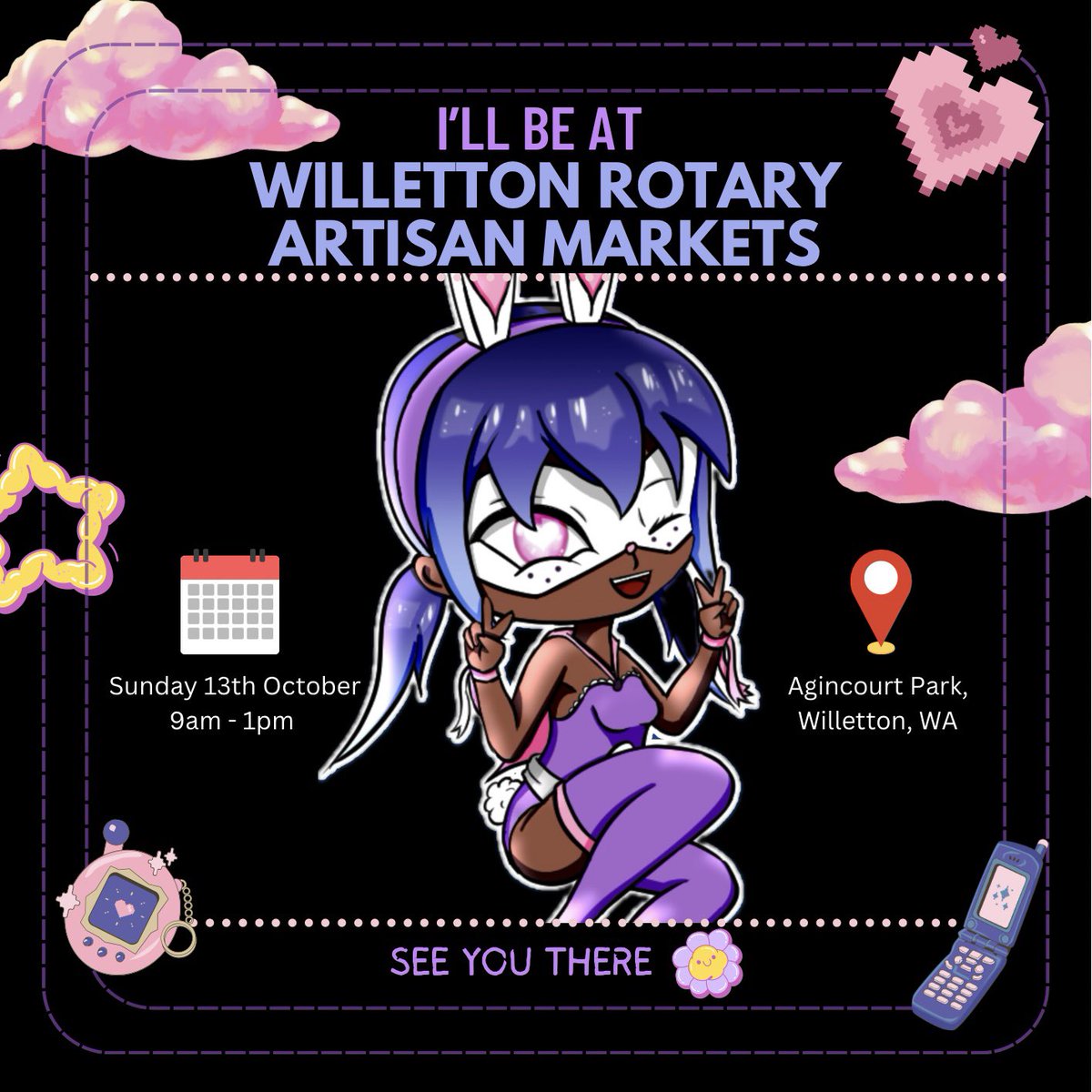Coming to you locally at the Willetton Rotary Artisan Market with <a href="/filiefy_art/">Fiona Lie</a> on Sunday 13th October (Tomorrow)!

Located at Agincourt Park, Willetton at Bay 54. See you there! ૮꒰ྀི∩´ ᵕ `∩꒱ྀིა

#perth #perthmarket #sundaymarket #willetton #willettonartisanmarket