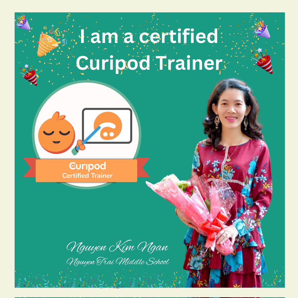 🌟 Exciting News! 🌟 

🥳🎉 🎊 I am proud to announce that I am now a "Certified Curipod Trainer'! 🎓✨🪄✨

<a href="/curipodofficial/">Curipod</a>
#Curipod #AI #Education #CertifiedTrainer #TeachingTools #LearningInnovations