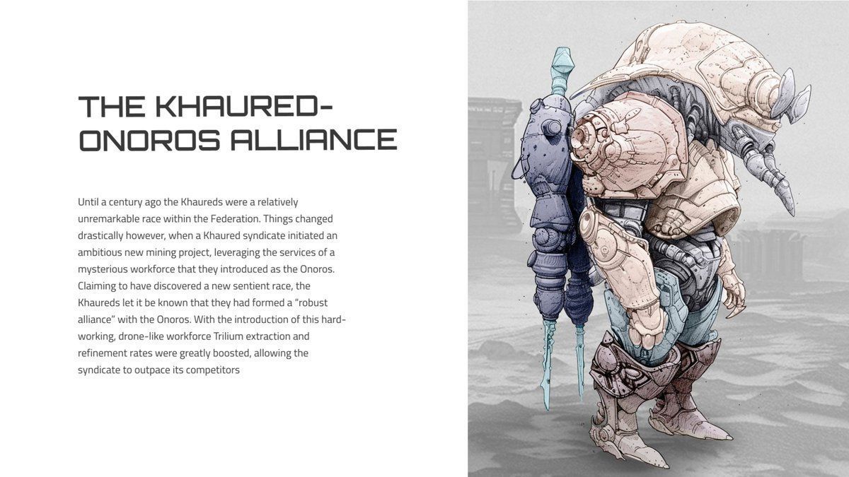 The Onoros Exosuit: The Pinnacle of Mechanized Efficiency in Alien Worlds! 

Engineered for the arduous tasks across diverse environments, these advanced exosuits are a testament to the Onoros’ technological prowess. Powered by a scaled-down version of Khaureds Mech technology,