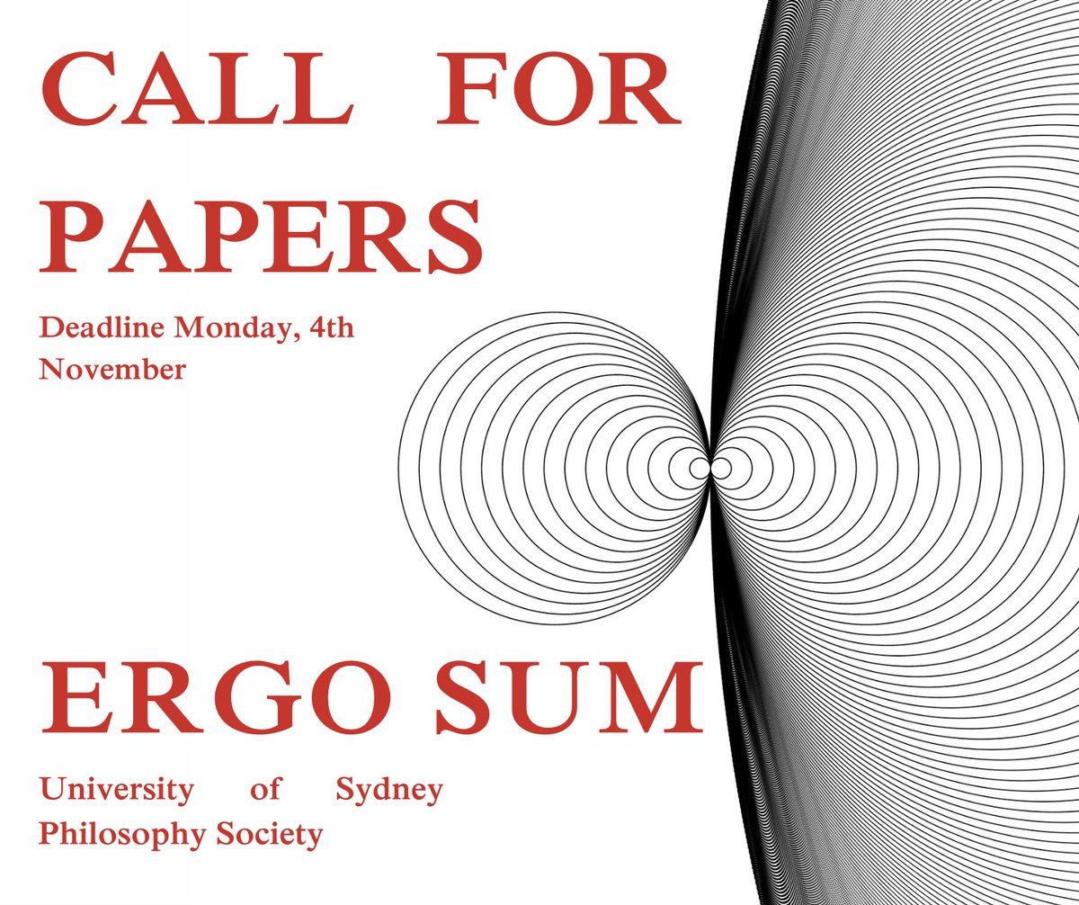 Alexandre Lefebvre (@alex_usyd) on Twitter photo Aspiring philosophers:
The undergrad philosophy society at <a href="/Usyd_Philosophy/">USYD_Philosophy</a> is calling for papers for its upcoming issue of Ergo Sum. Get more info here 👇
facebook.com/share/p/hm5u2U… Aspiring philosophers:
The undergrad philosophy society at <a href="/Usyd_Philosophy/">USYD_Philosophy</a> is calling for papers for its upcoming issue of Ergo Sum. Get more info here 👇
facebook.com/share/p/hm5u2U…