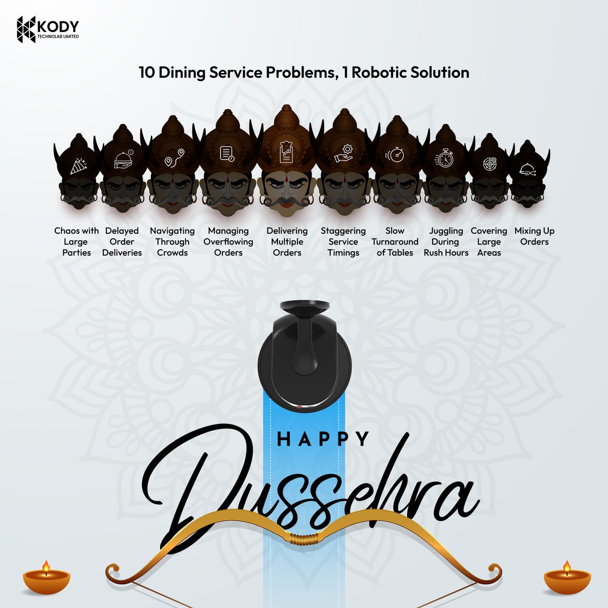 kody_technolab's tweet photo. Conquer the ‘Ravana’ of food service challenges this #Dussehra with #Dasher, automating your way to smooth operations from large parties to peak hours!
👉 https://t.co/Hzdp9ro3jY
#KodyTechnolab #KodyRobots #Robotics #RobotRestaurant #ServingRobot #HappyDussehra #Dussehra2024 https://t.co/H60UBCLs8H