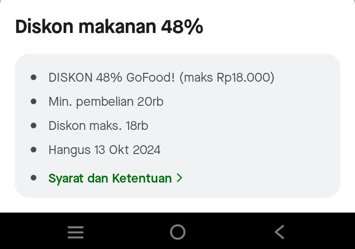 haeyaa0327's tweet photo. Wts voucher gofood 

48% max disc 18k minbel 20k
33% max diskon 28k minbel 70k
28% max diskon 43k minbel 120k

Boleh cek dulu, fee 2-3.5k
Sudah GF+

https://t.co/QtiYmn3pDL

#zonaba #zonajajan #wtsgofood #vouchergofood #zonauang https://t.co/gfHwjORFtz