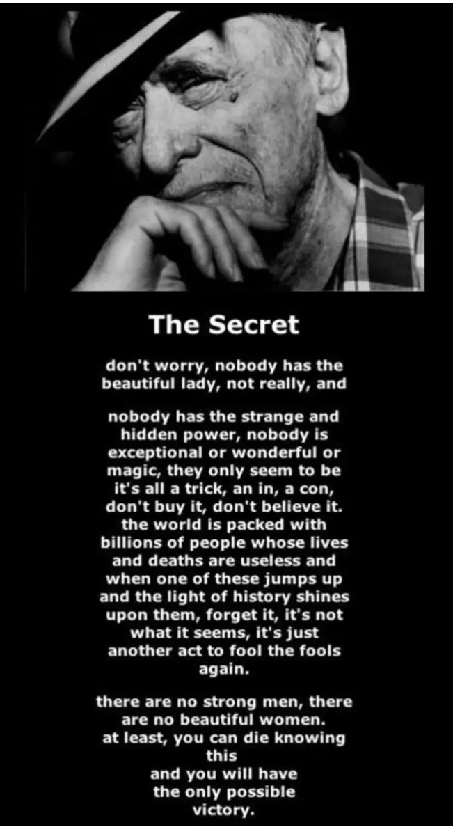 btrain254's tweet image. Charles Bukowski was onto something!  Kinda depressing… kinda uplifting… make of it what you will!

#bukowski #btrain #maga #mammothsaregreatagain