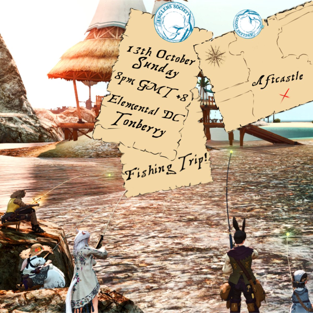 I've been wanting to do this..🎣
Let's go on a fishing trip with Angler's Society!

🗓️13 October (Sun), 8PM GMT+8
🌐Elemental DC - Tonberry
🗺️Limsa Lominsa Upper Decks - Aftcastle

I hope you'll get 🪝hooked🪝 on fishing !
anglersociety.carrd.co

#FFXIV #ElementalDC #Fishtrip