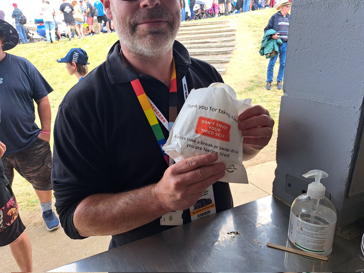 Nice to work with <a href="/TransportforNSW/">Transport for NSW</a> to spread the don't trust your tired self message at Mount Panorama.. get home safely everyone