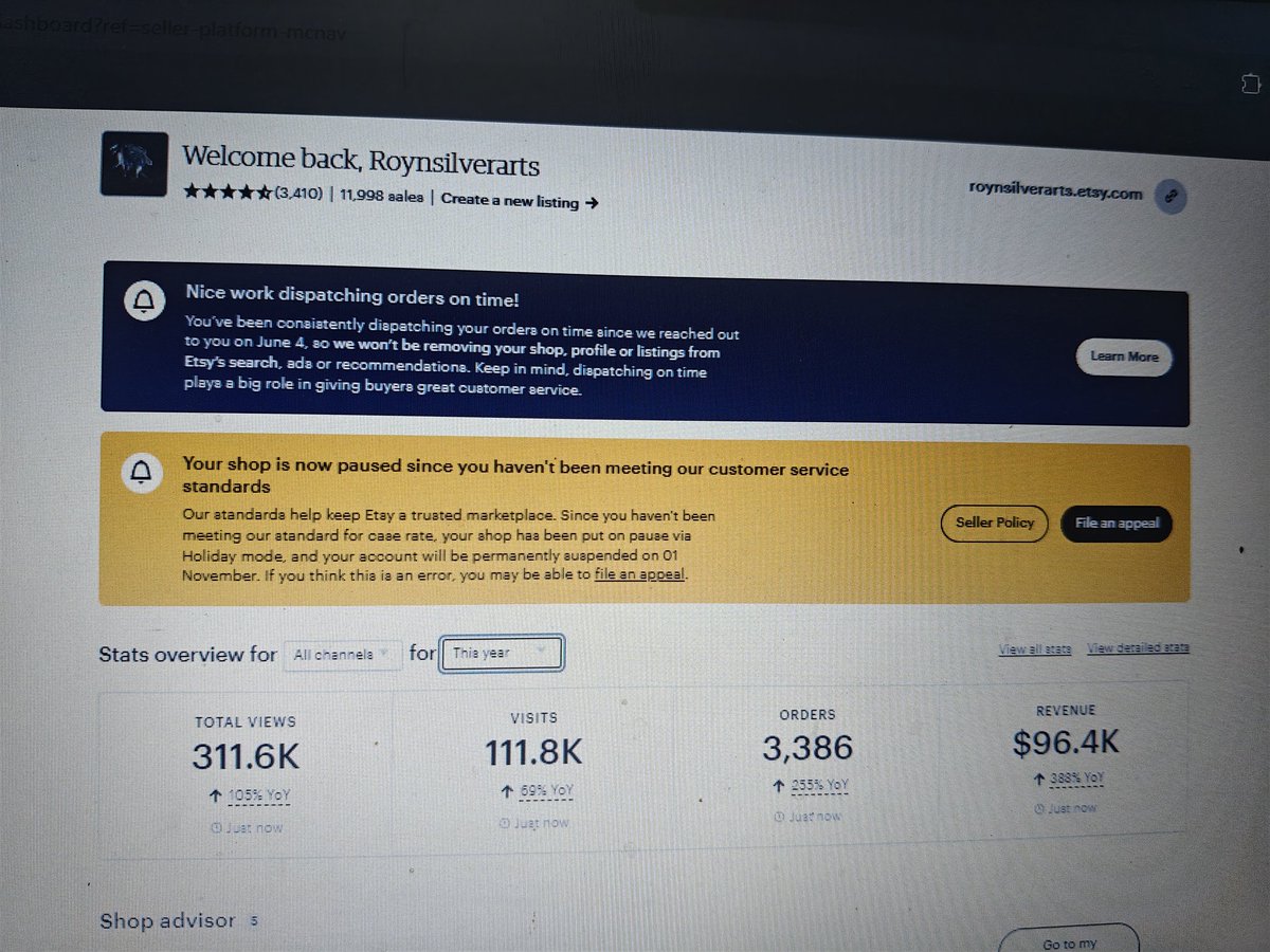 roy__dadaa's tweet photo. @Etsy  Hello etsy, no help yet. I have submitted my appeal 12 days ago but no answer from etsy yet. I got the email that our team is reviewing your shop but still no reply. I am very tensed that I will lose my account on 1 November, please reply !!! https://t.co/qals3dKFur https://t.co/V4P1Qz2HSU