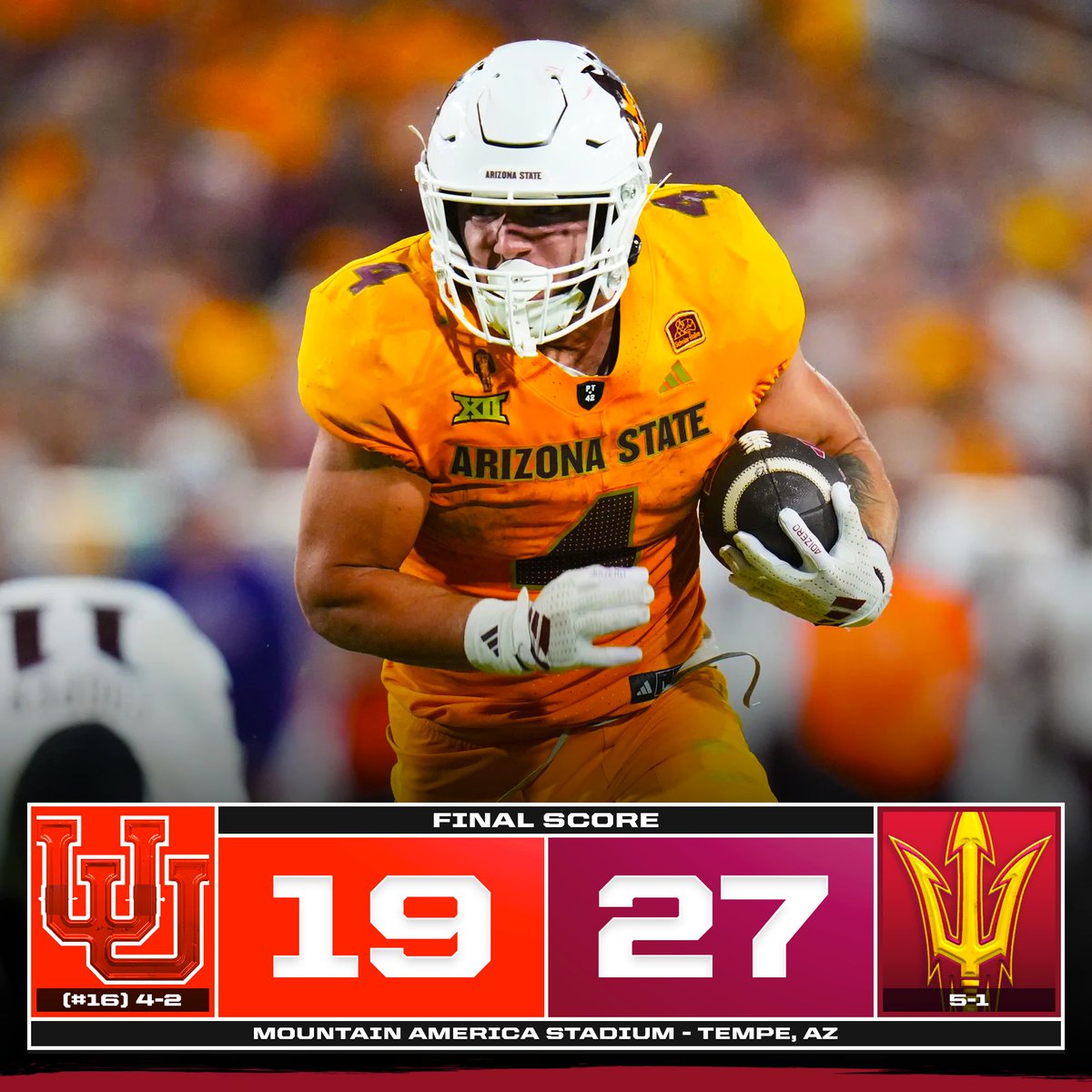 CFBReport's tweet image. ARIZONA STATE UPSETS #16 UTAH TO KICK OFF THE COLLEGE FOOTBALL WEEKEND 😱