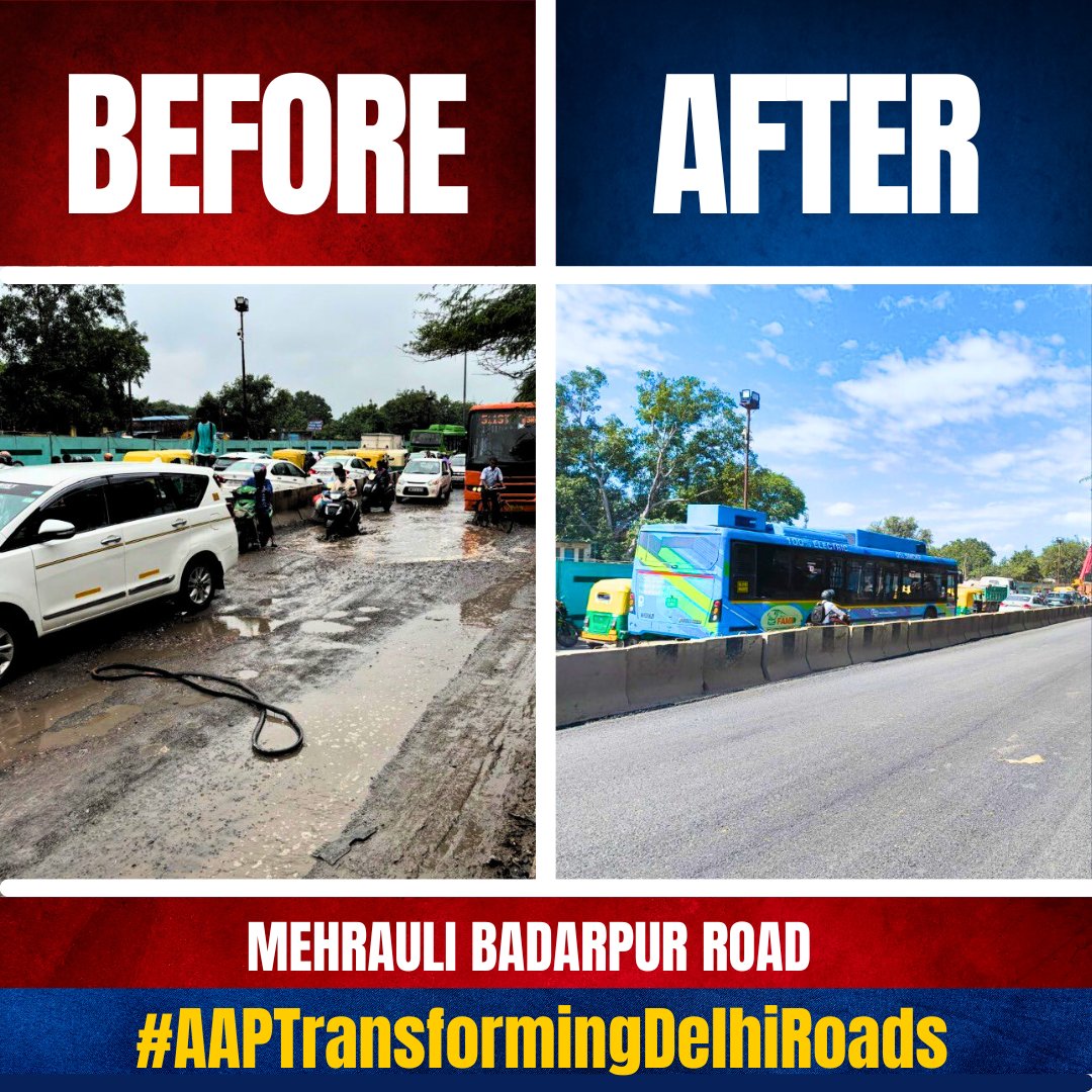 AAP सरकार मतलब दमदार काम 😊✌️

दिल्ली की सड़कें तेज़ी के साथ हो रहीं ठीक ✅

#AAPTransformingDelhiRoads