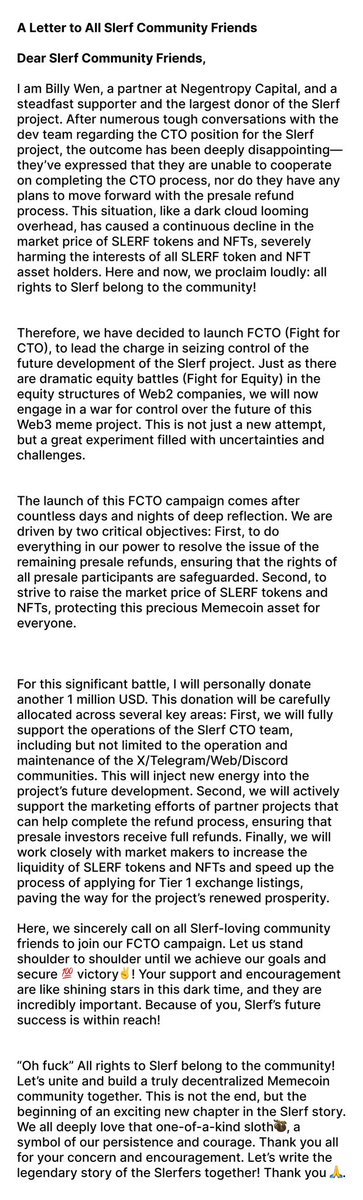 A Letter to All Slerf Community Friends
