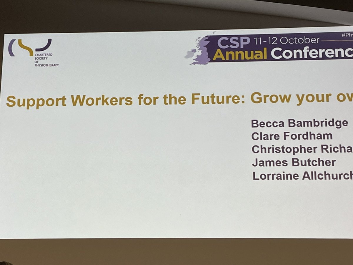 Brilliant session “Support workers for the future” so much to reflect on and ideas to bring back to <a href="/Airedaleahps/">Airedale AHPs 💙</a> #Physio24 one of the standout sessions for me 😊