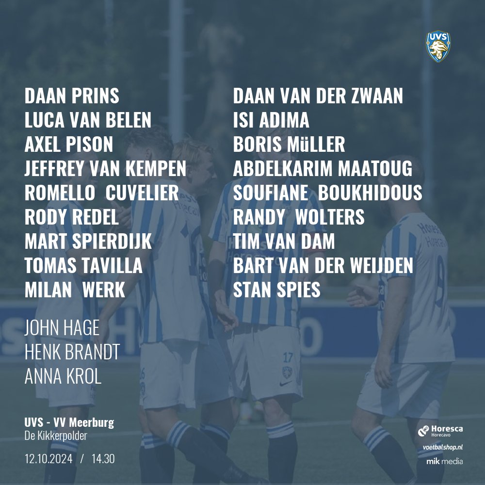 LVVUVS's tweet photo. De selectie van UVS voor vanmiddag ziet er als volgt uit: https://t.co/bDTqTjQreb